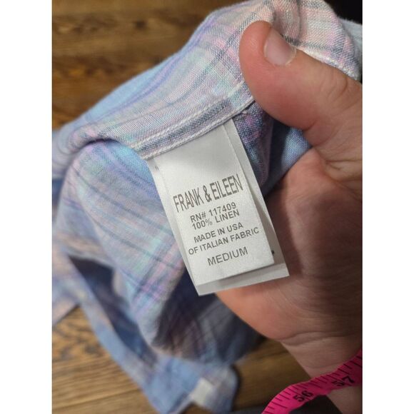 Frank&Eileen Barry multi color pastel linen plaid sz Medium - Picture 3 of 4